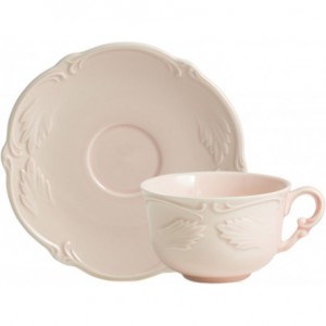 Gien Rocaille Pastel Collection Cup & Saucer in powdered pink