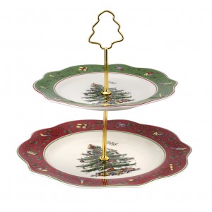 Christmas Tree Vintage Collection 2-Tier Cake Stand