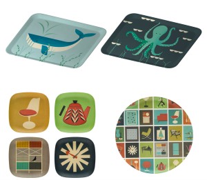 Magpie Ahoy! Collection Bamboo Fiber Trays, Modern Home Collection Catch-All Trays and Platter